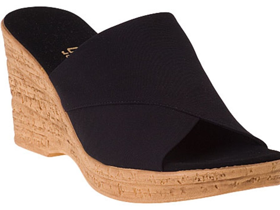 Women Onex for Jildor Sandals | Christina Wedge Sandal Black Fabric