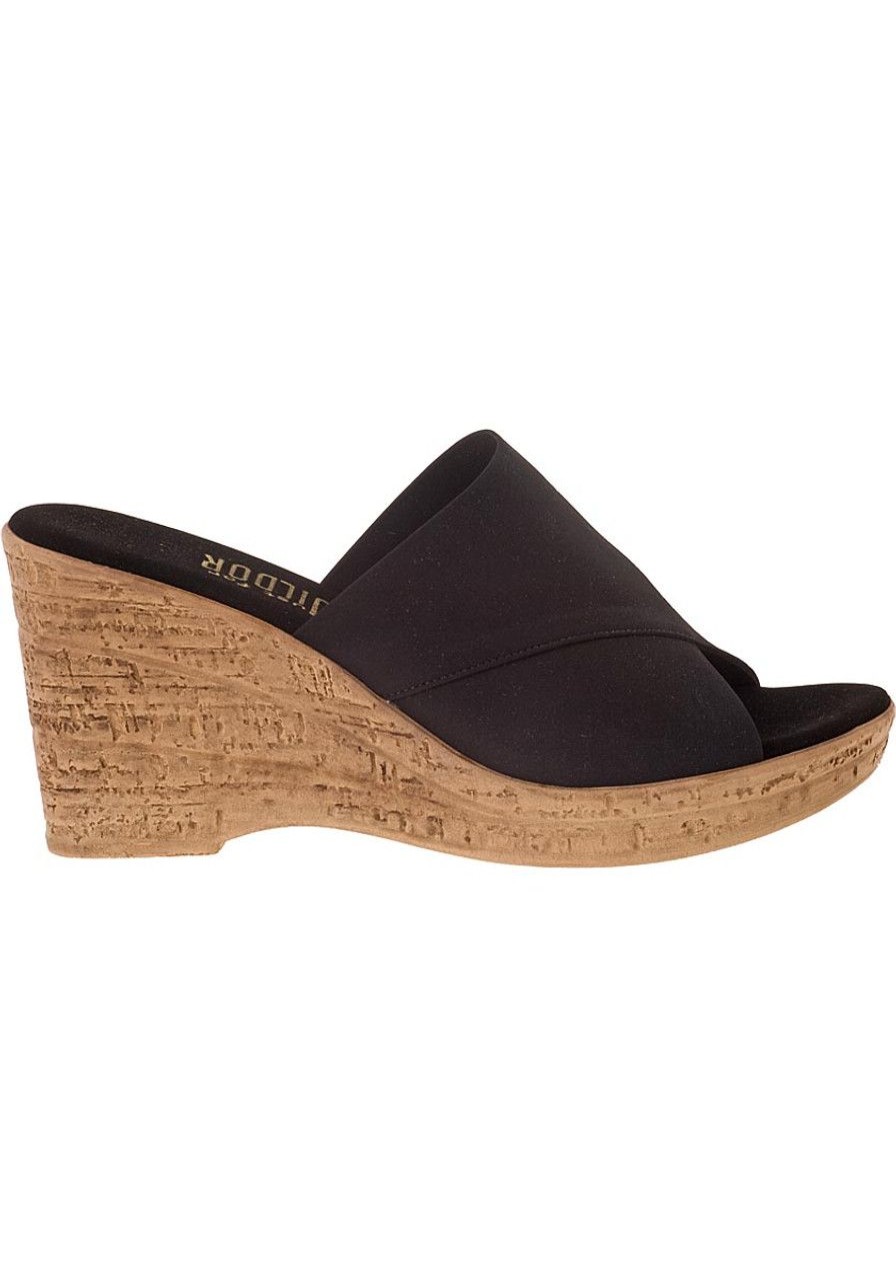 Women Onex for Jildor Sandals | Christina Wedge Sandal Black Fabric