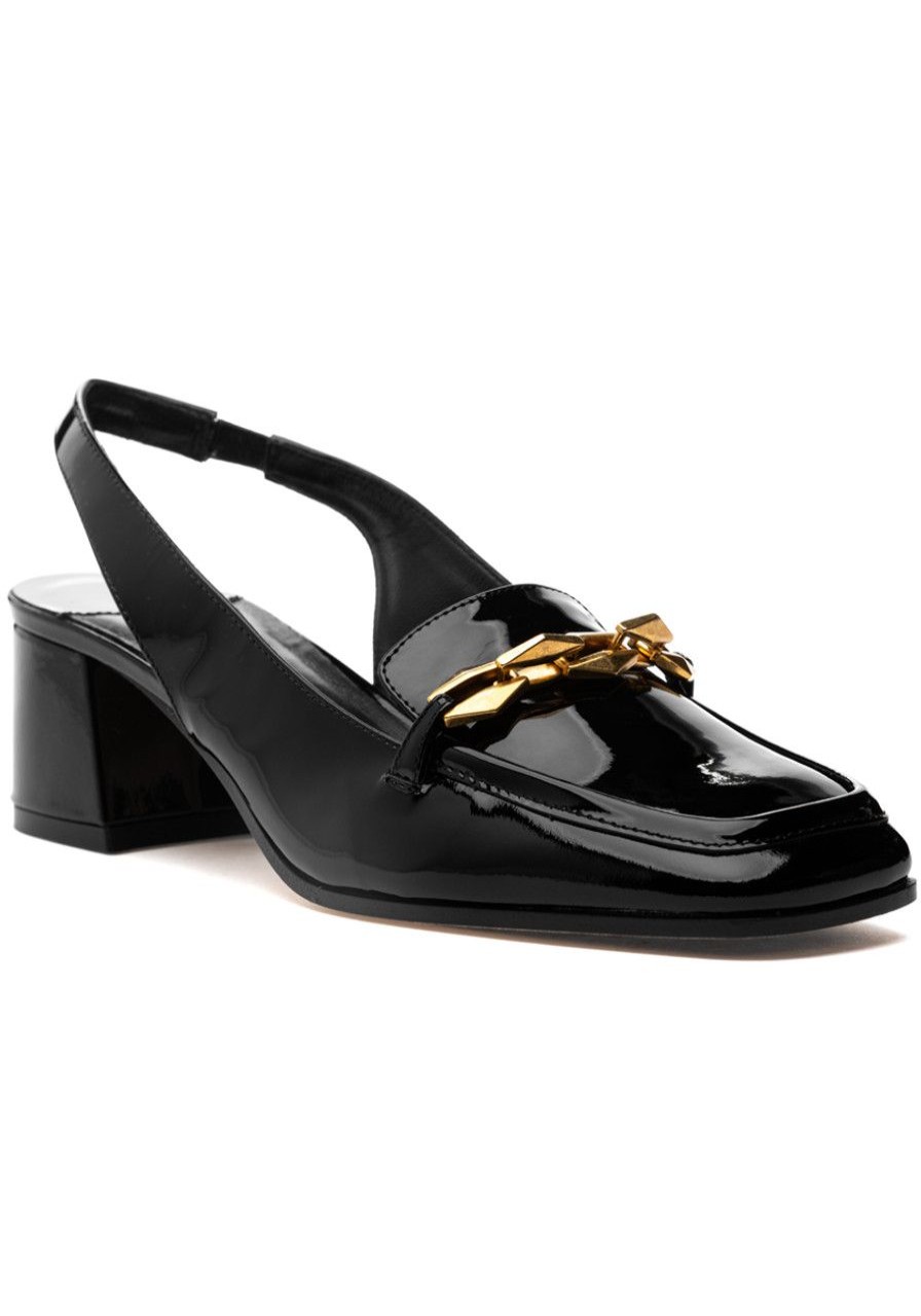 Women Jimmy Choo Loafers & Oxfords | Diamond Tilda Slingback 45 Pump Black Patent