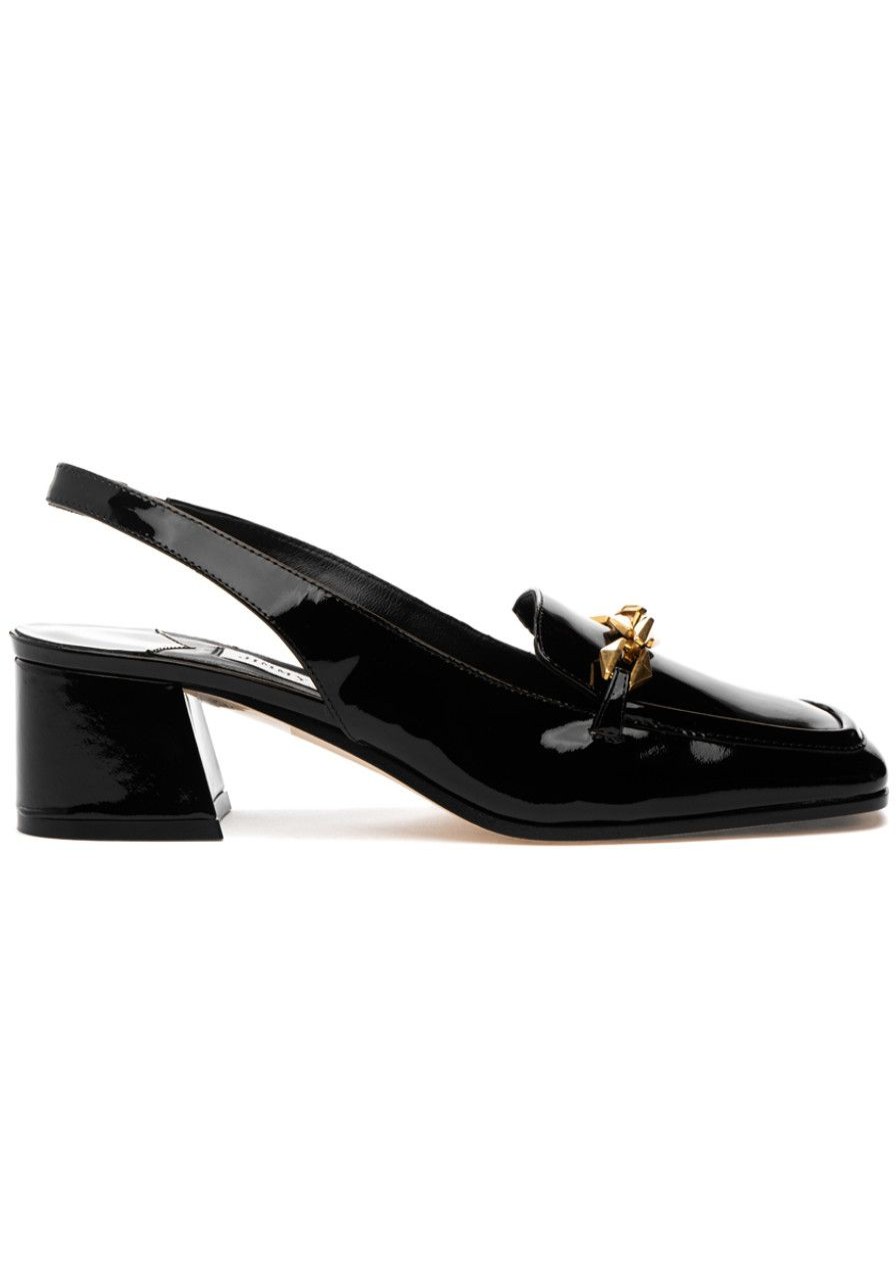 Women Jimmy Choo Loafers & Oxfords | Diamond Tilda Slingback 45 Pump Black Patent
