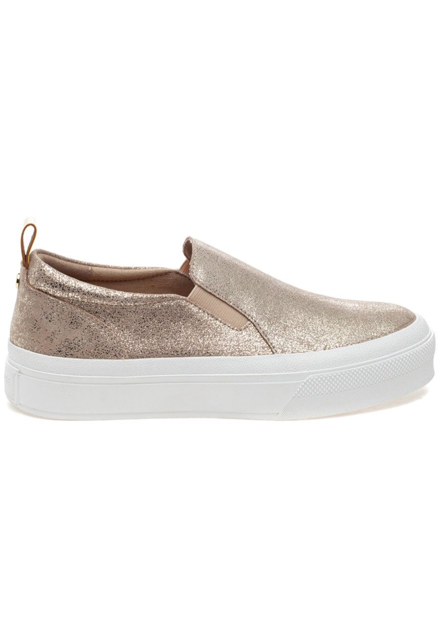 Women J/Slides Sneakers | Gia Sneaker Light Gold Metallic Suede