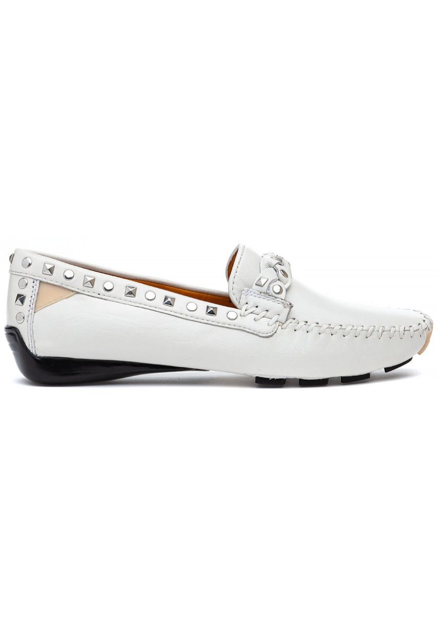 Women Robert Zur Loafers & Oxfords | Twisted Galaxy Loafer White True Glove