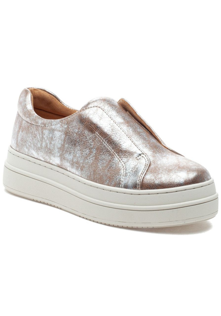 Women J/Slides Sneakers | Noel Sneaker Taupe/Gold Metallic Leather