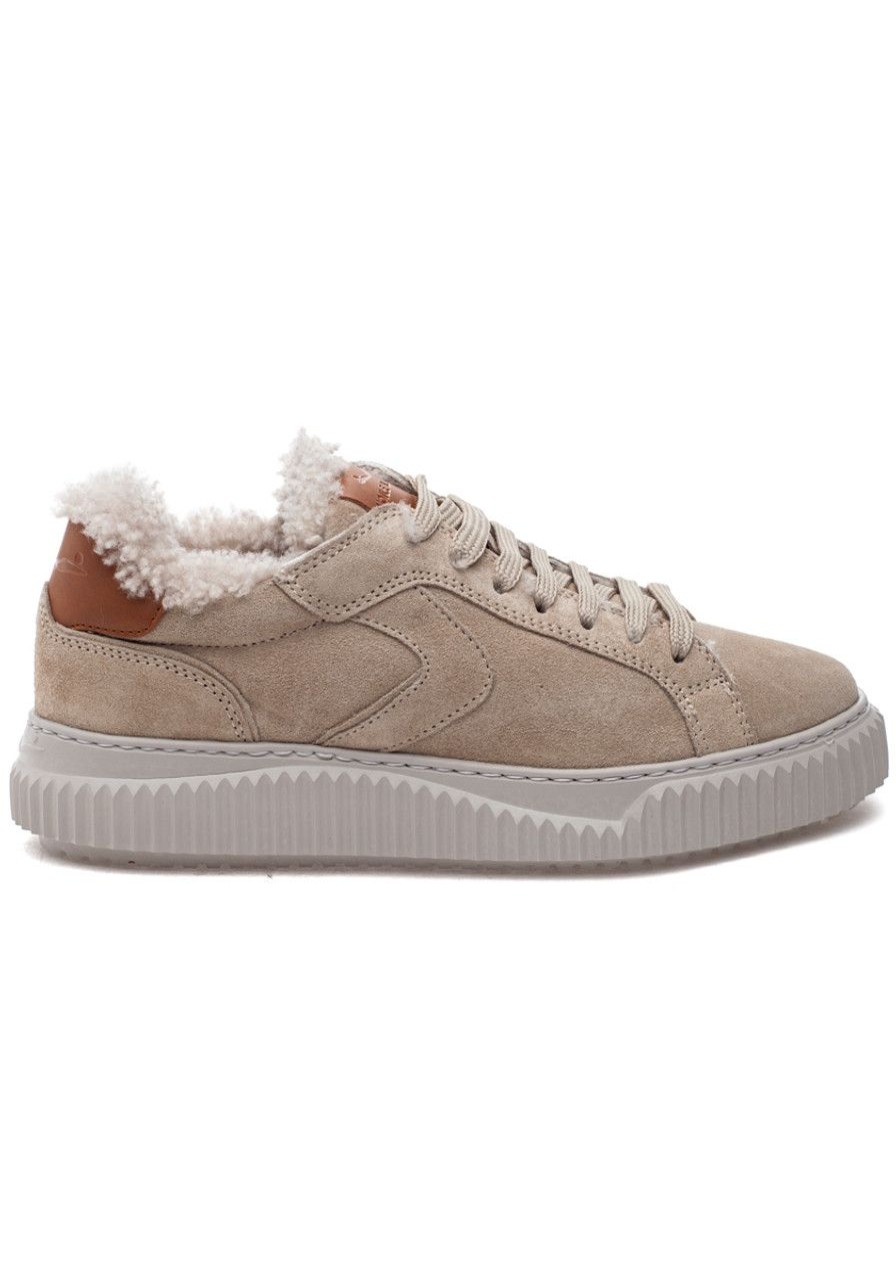 Women Voile Blanche Sneakers | Lipair Fur Sneaker Beige Suede