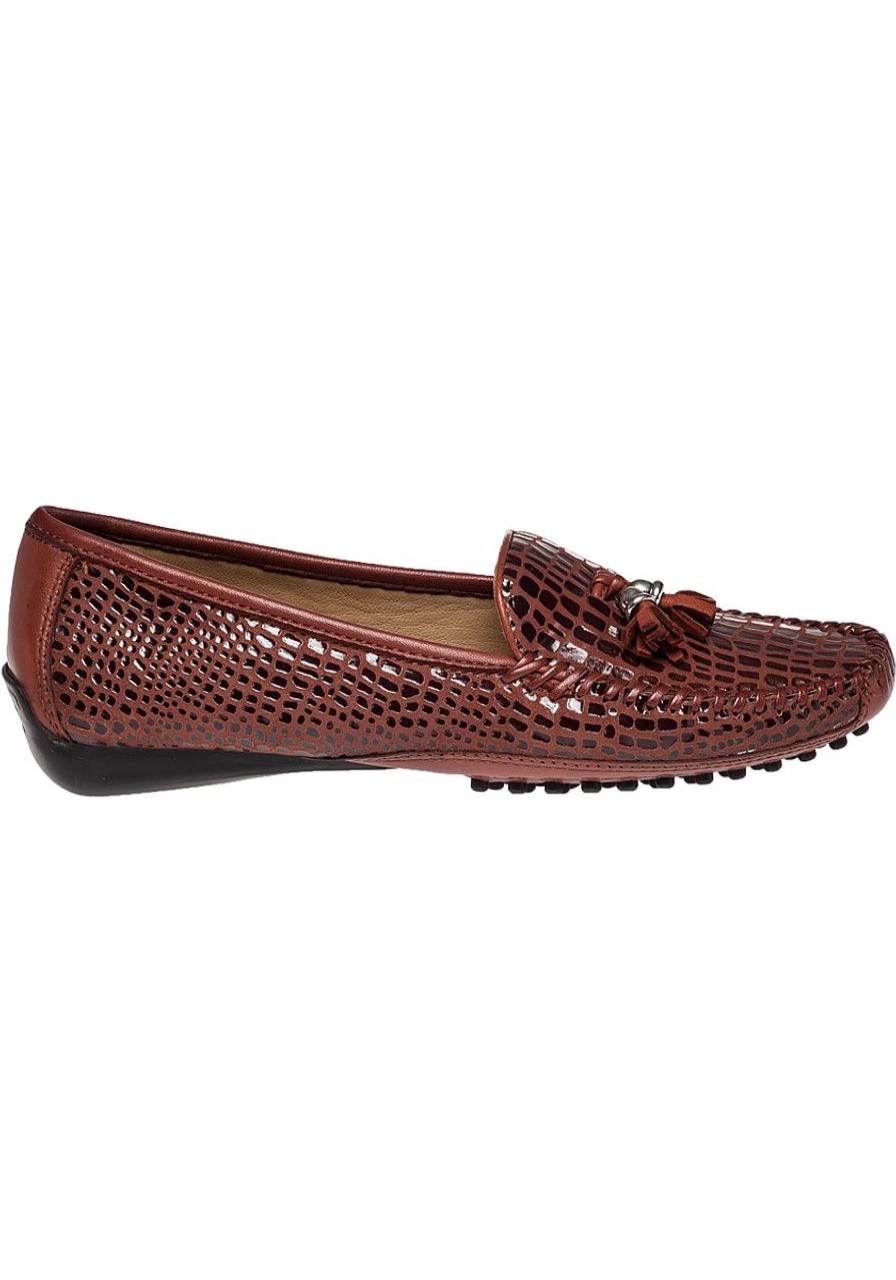 Women Robert Zur Flats | Brittany Loafer Brown Crocco Print