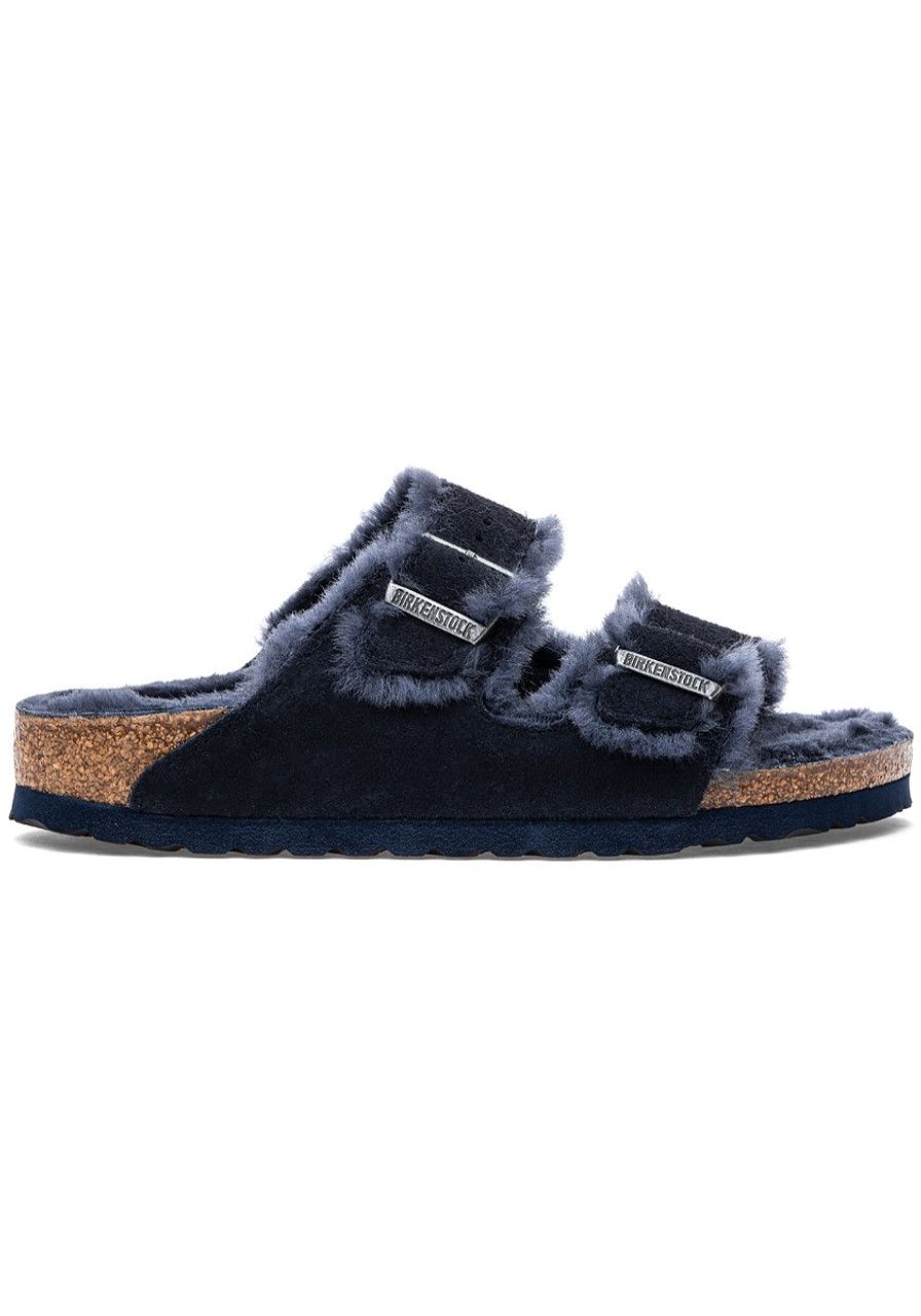Women Birkenstock Sandals | Arizona Shearling Navy Suede