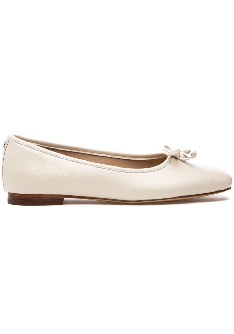 Women Sam Edelman Flats | Meadow Flat Modern Ivory Leather