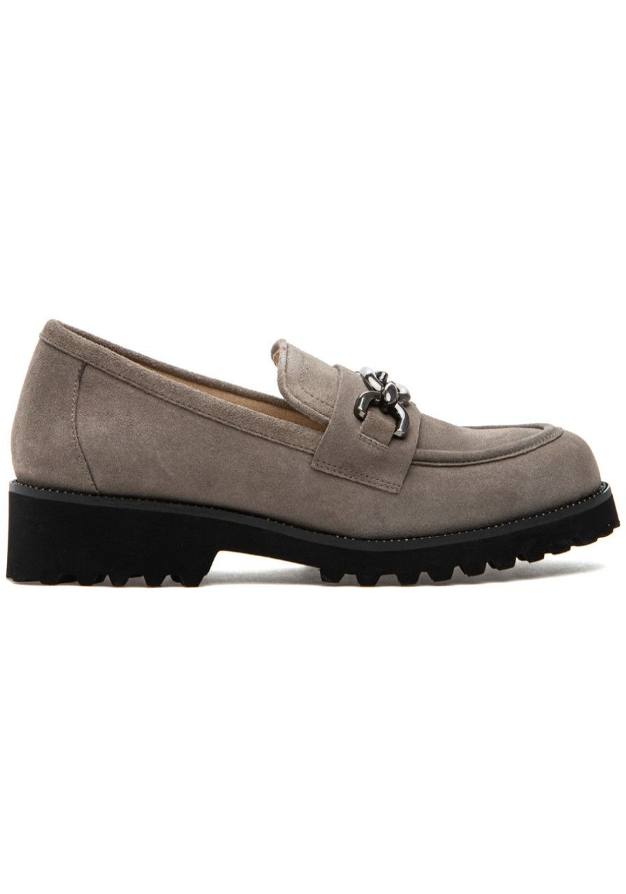 Women Jildor Loafers & Oxfords | Zeus Loafer Dark Taupe Suede