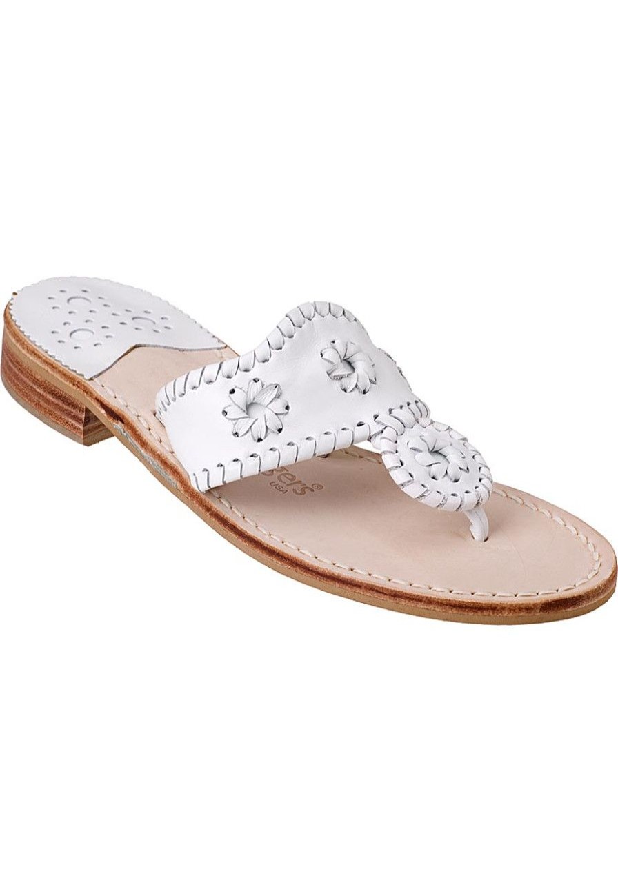 Women Jack Rogers Sandals | Palm Beach Thong Sandal White Leather