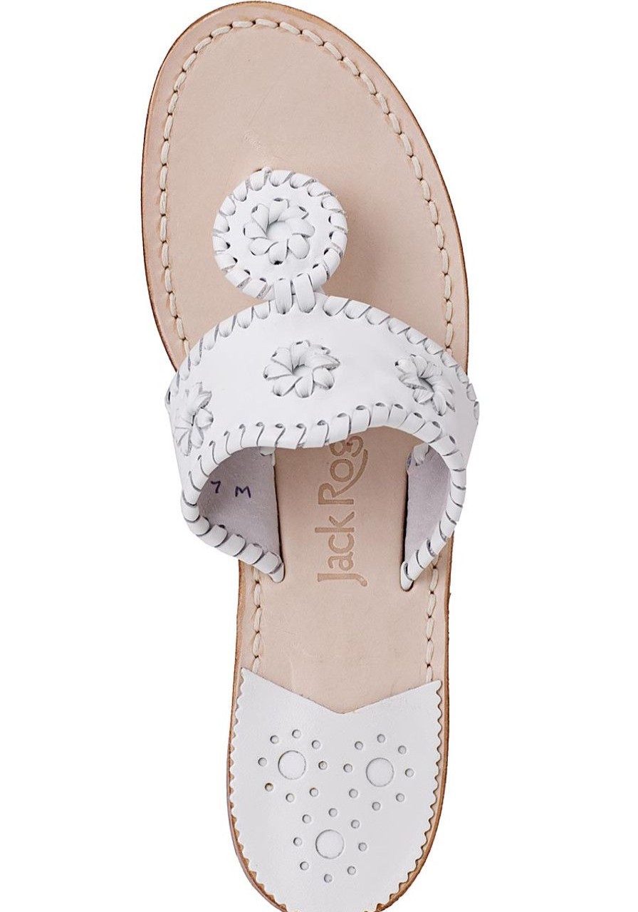 Women Jack Rogers Sandals | Palm Beach Thong Sandal White Leather