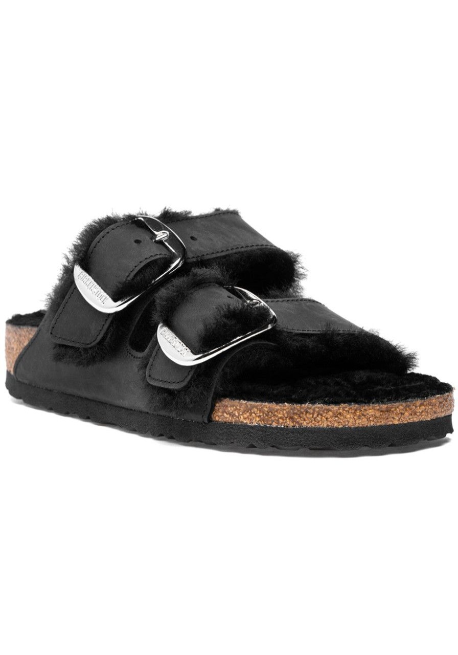 Women Birkenstock Sandals | Arizona Big Buckle Shearling Black
