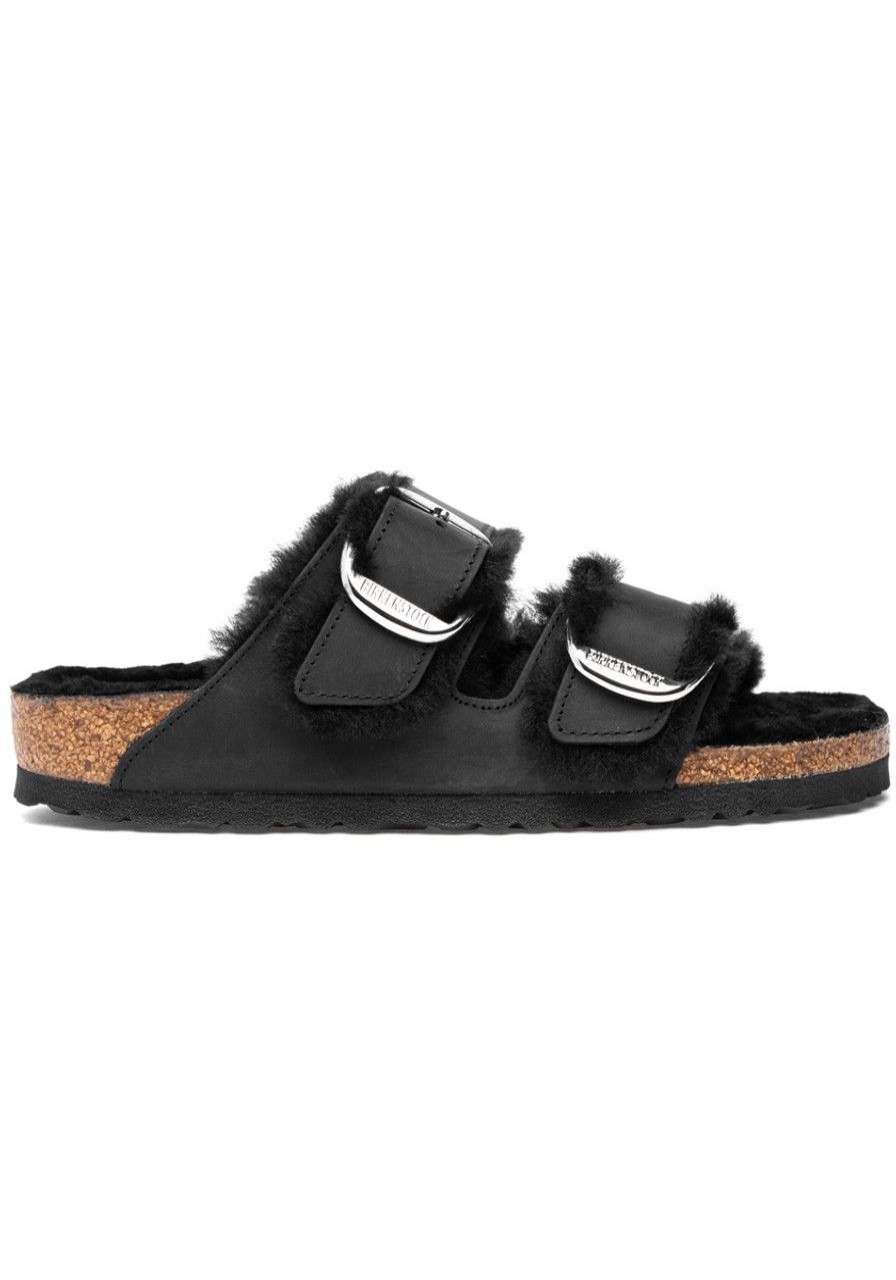 Women Birkenstock Sandals | Arizona Big Buckle Shearling Black