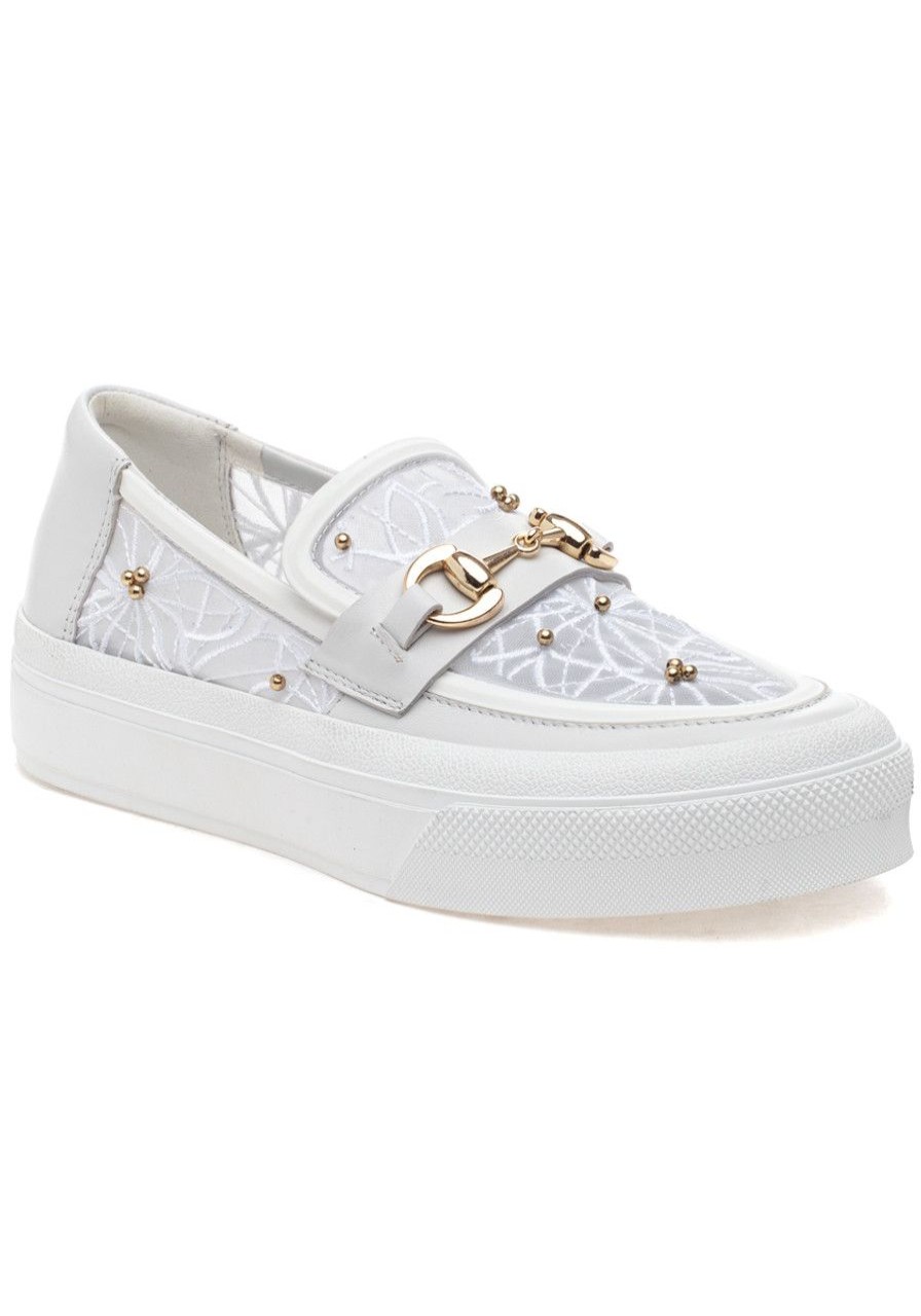 Women J/Slides Sneakers | Georgy Sneaker White Lace/Leather