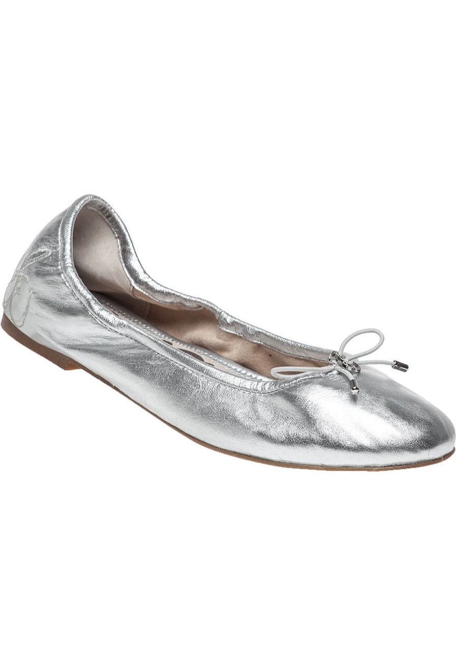 Women Sam Edelman Flats | Felicia Flat Silver Leather