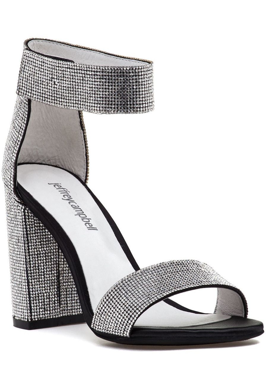 Women Jeffrey Campbell Sandals | Lindsay-Js Sandal Black Satin Silver