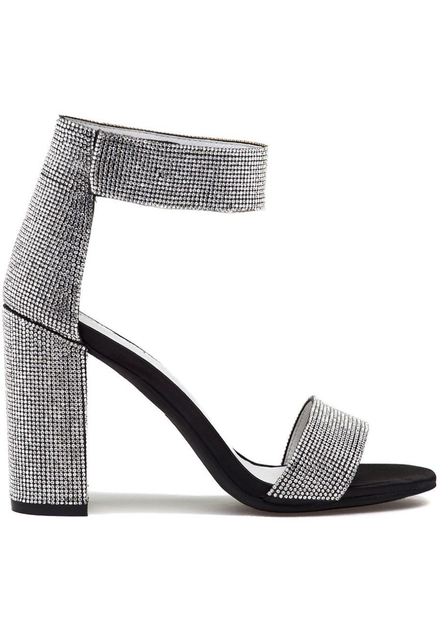 Women Jeffrey Campbell Sandals | Lindsay-Js Sandal Black Satin Silver