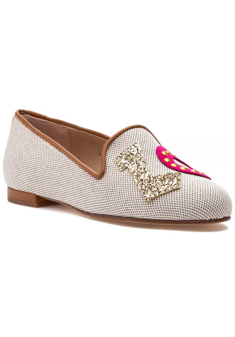 Women Jon Josef Flats | Love Loafer Natural Linen
