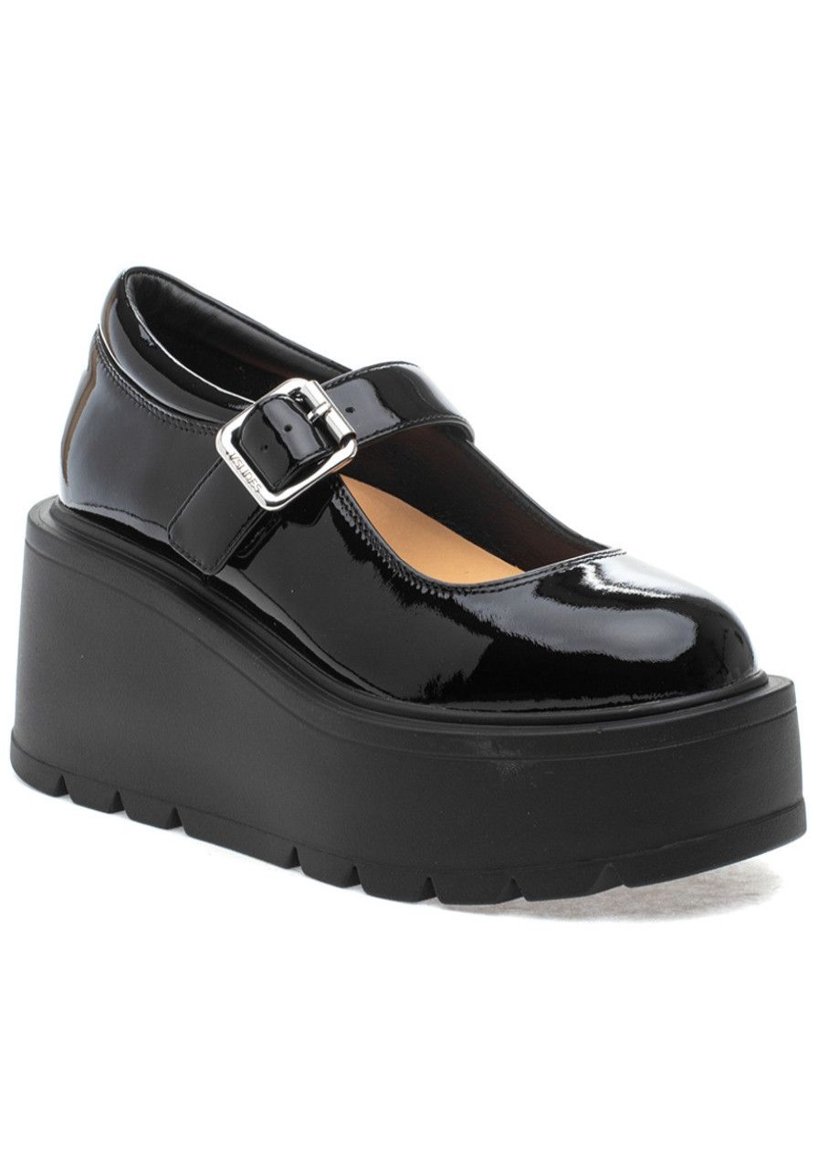 Women J/Slides Pumps | Vancy Mary Jane Wedge Black Patent