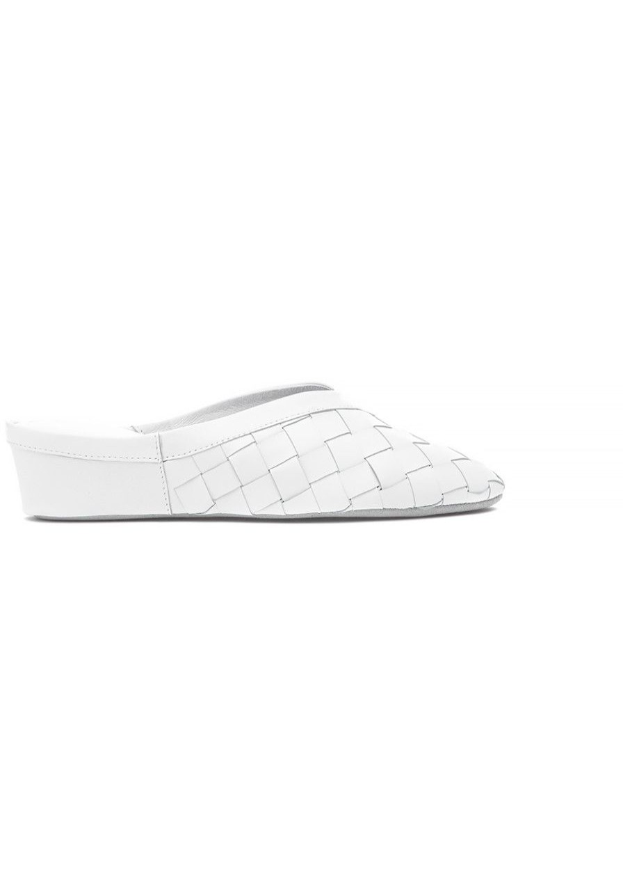 Women Jacques Levine Slippers | 4640 Woven Slipper White Leather