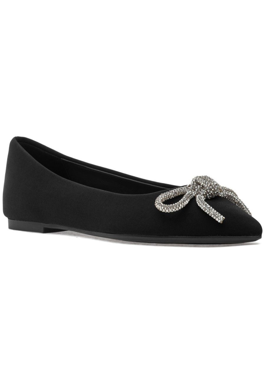 Women Steve Madden Flats | Elina Flat Black Satin
