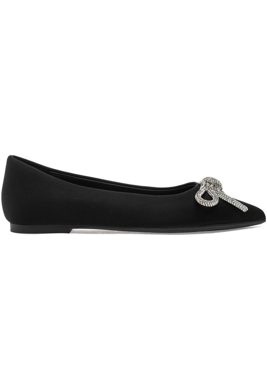 Women Steve Madden Flats | Elina Flat Black Satin