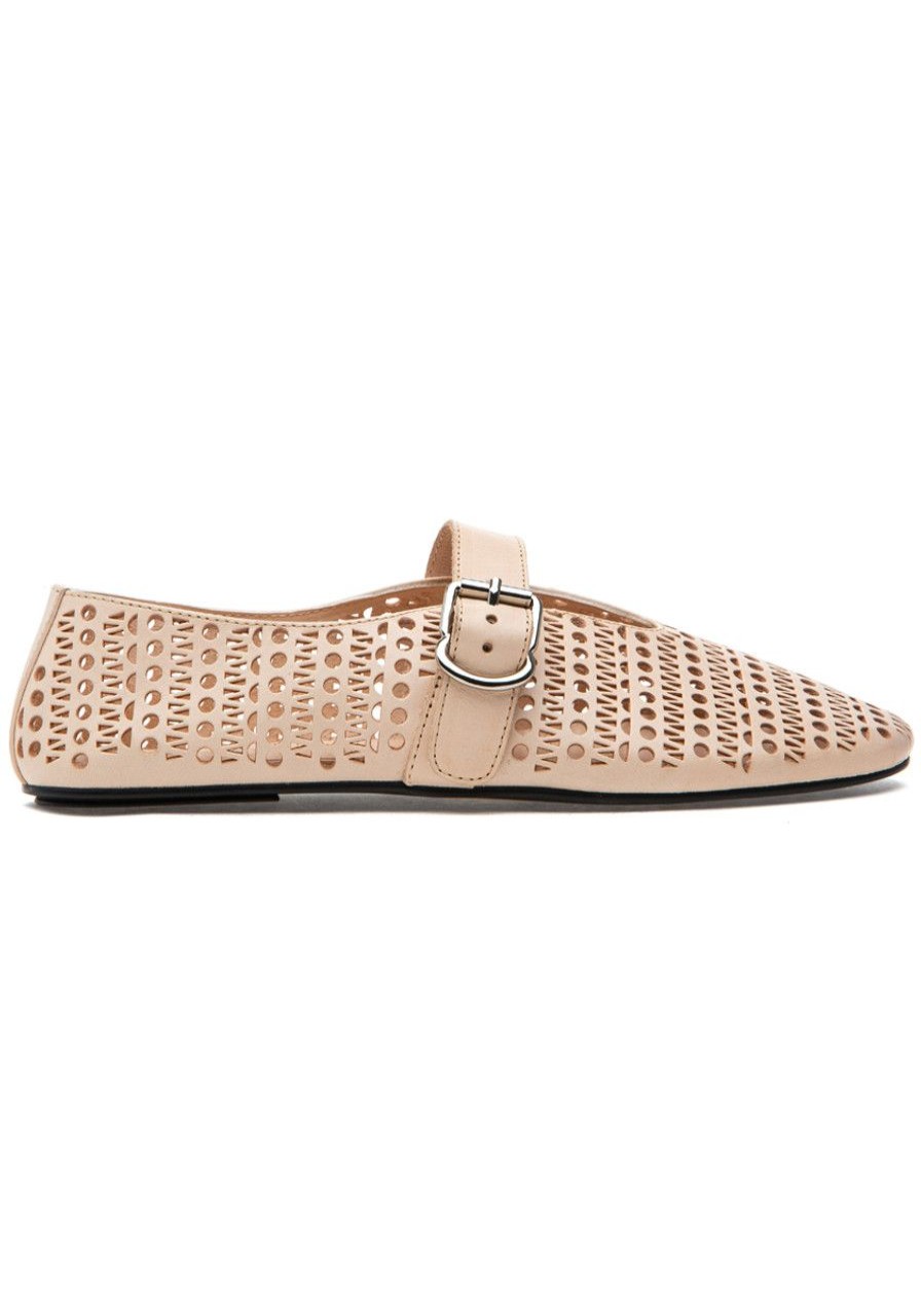 Women Jeffrey Campbell Flats | Shelly Mary Jane Flat Natural Leather