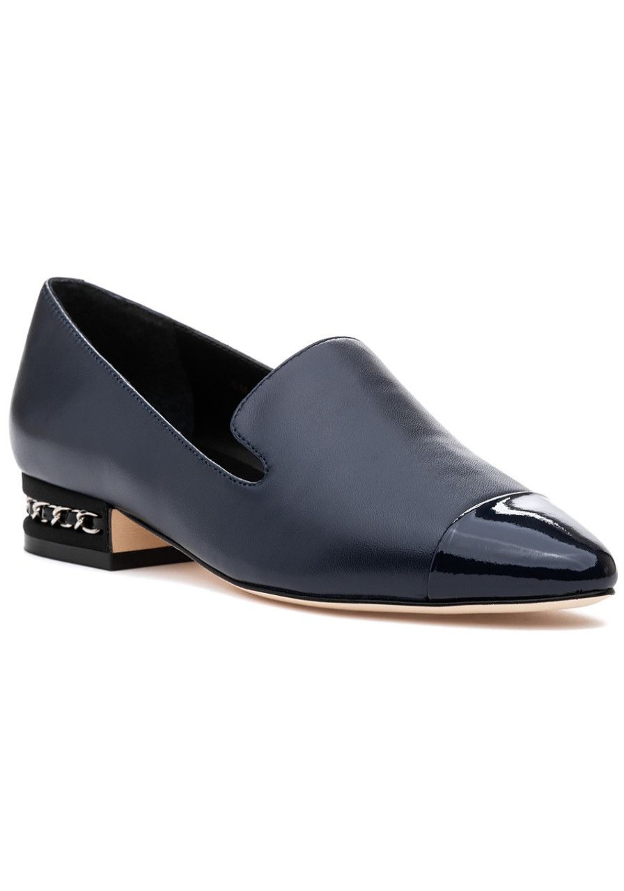 Women Jildor Flats | Fae Loafer Navy Leather Patent