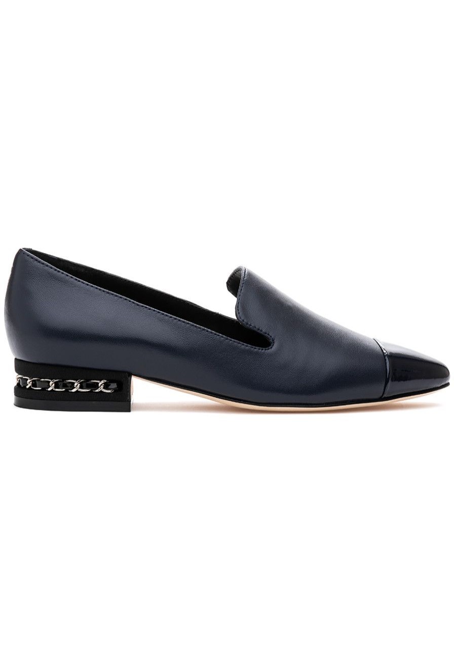Women Jildor Flats | Fae Loafer Navy Leather Patent