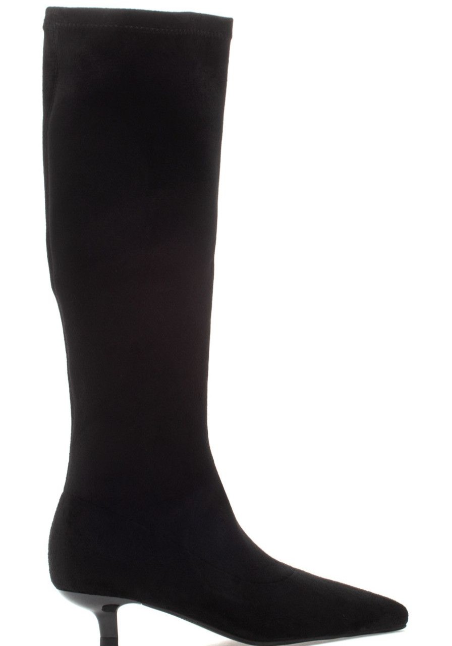 Women Silent D Boots | Clossy Boot Black Microsuede