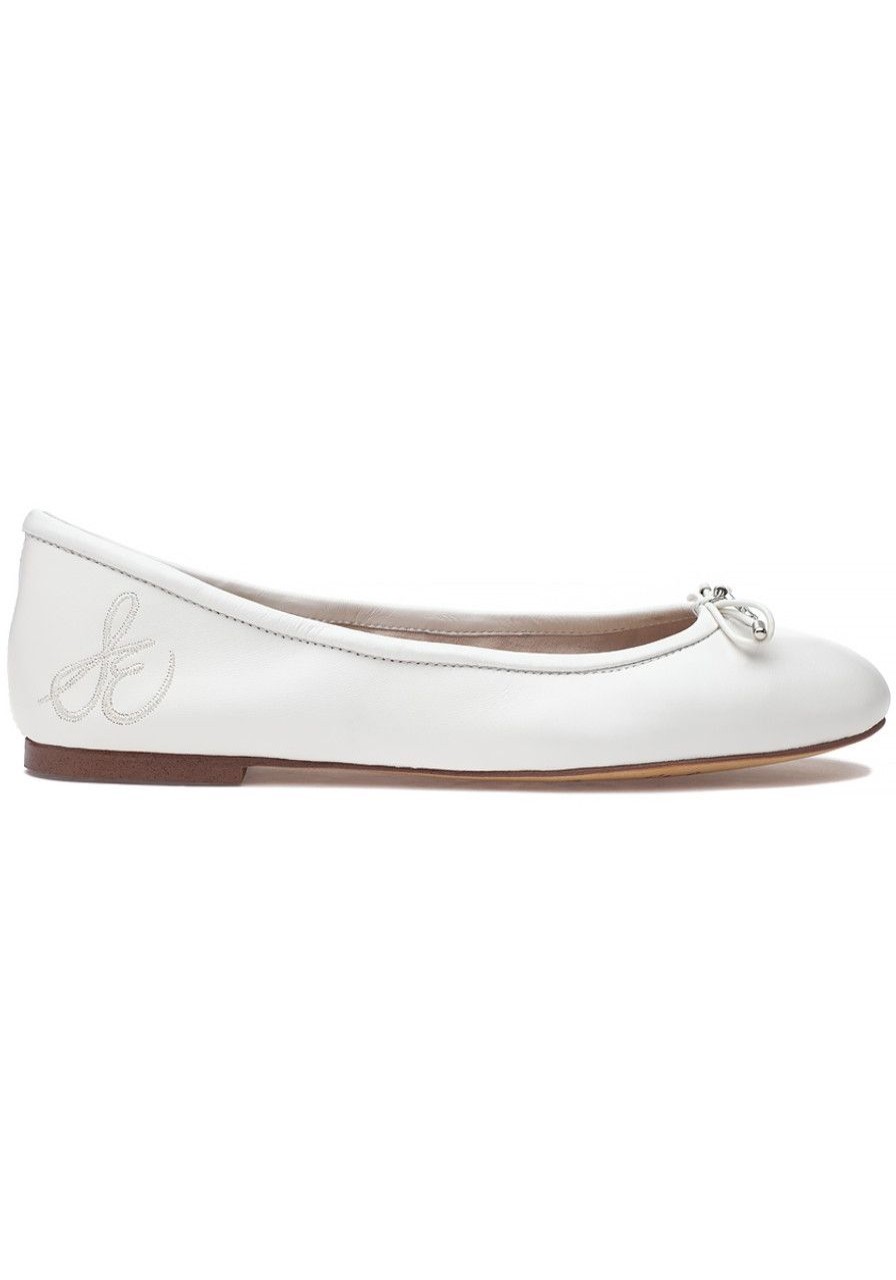 Women Sam Edelman Flats | Felicia Flat White Leather