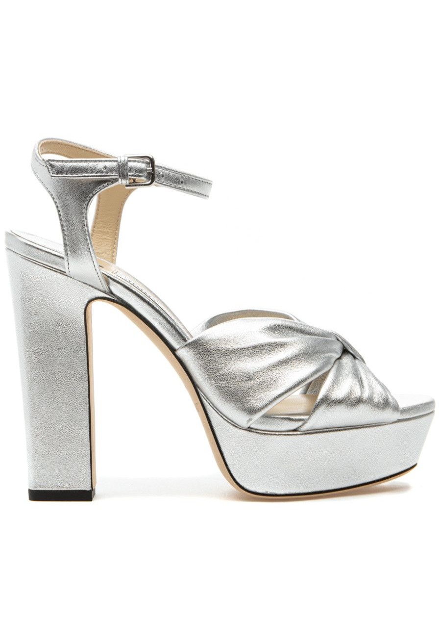Women Jimmy Choo Pumps | Heloise 120 Sandal Silver Leather