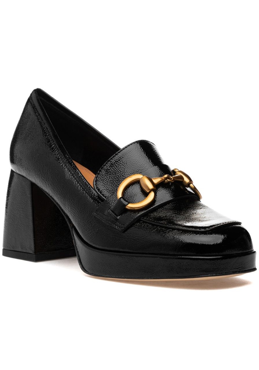 Women 275 Central Loafers & Oxfords | Cal Loafer Pump Black Crinkle Patent