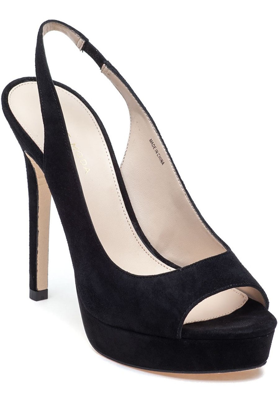Women Pelle Moda Pumps | Oana Slingback Platform Sandal Black Suede