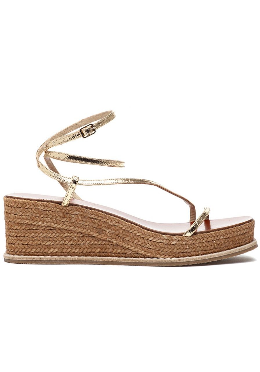 Women Jimmy Choo Sandals | Drive 60 Espadrille Wedge Gold