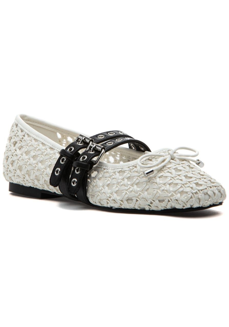 Women 275 Central Flats | Casey Mary Jane Flat White Woven