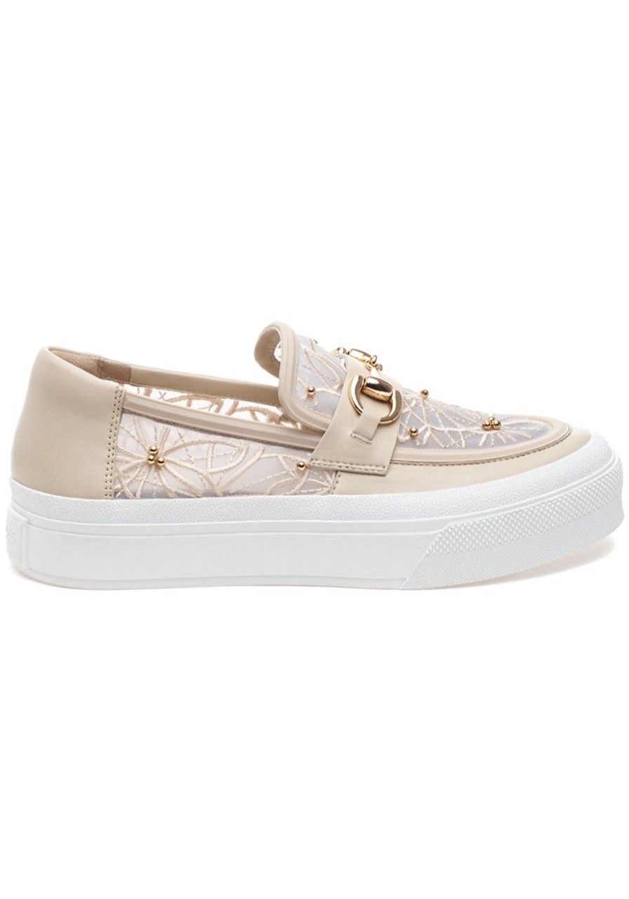 Women J/Slides Sneakers | Georgy Sneaker Beige Lace/Leather