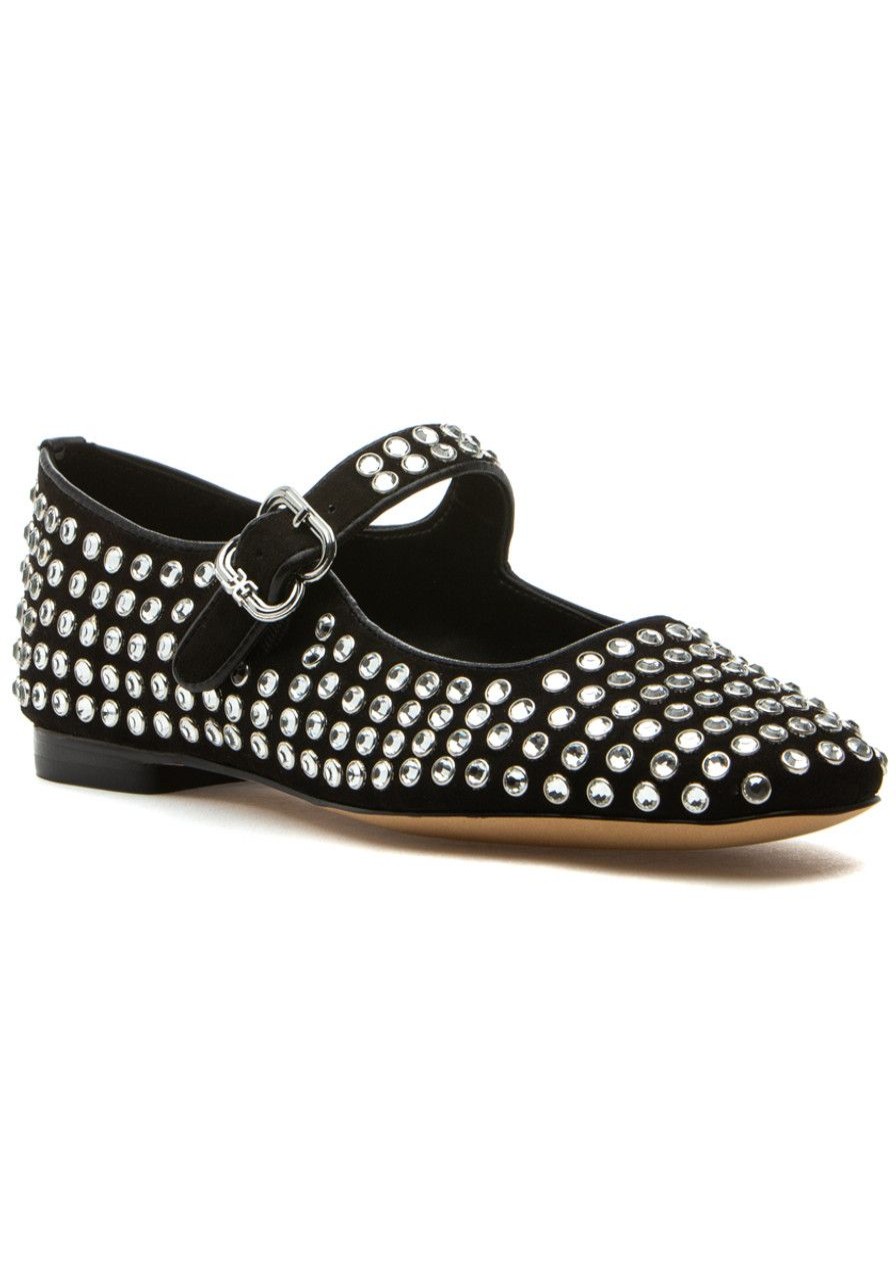 Women Sam Edelman Flats | Michaela Gem Mary Jane Flat Black Suede