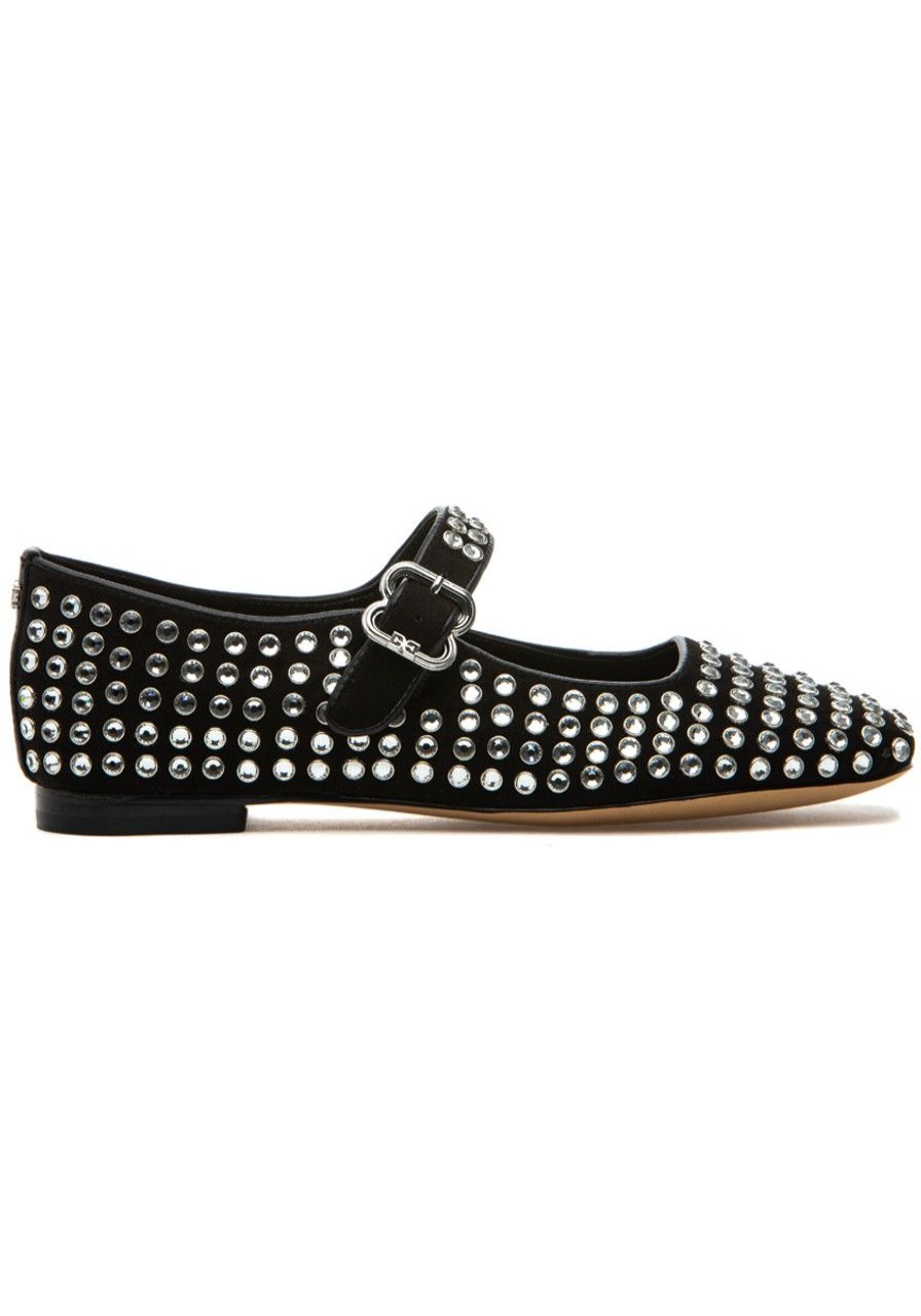 Women Sam Edelman Flats | Michaela Gem Mary Jane Flat Black Suede