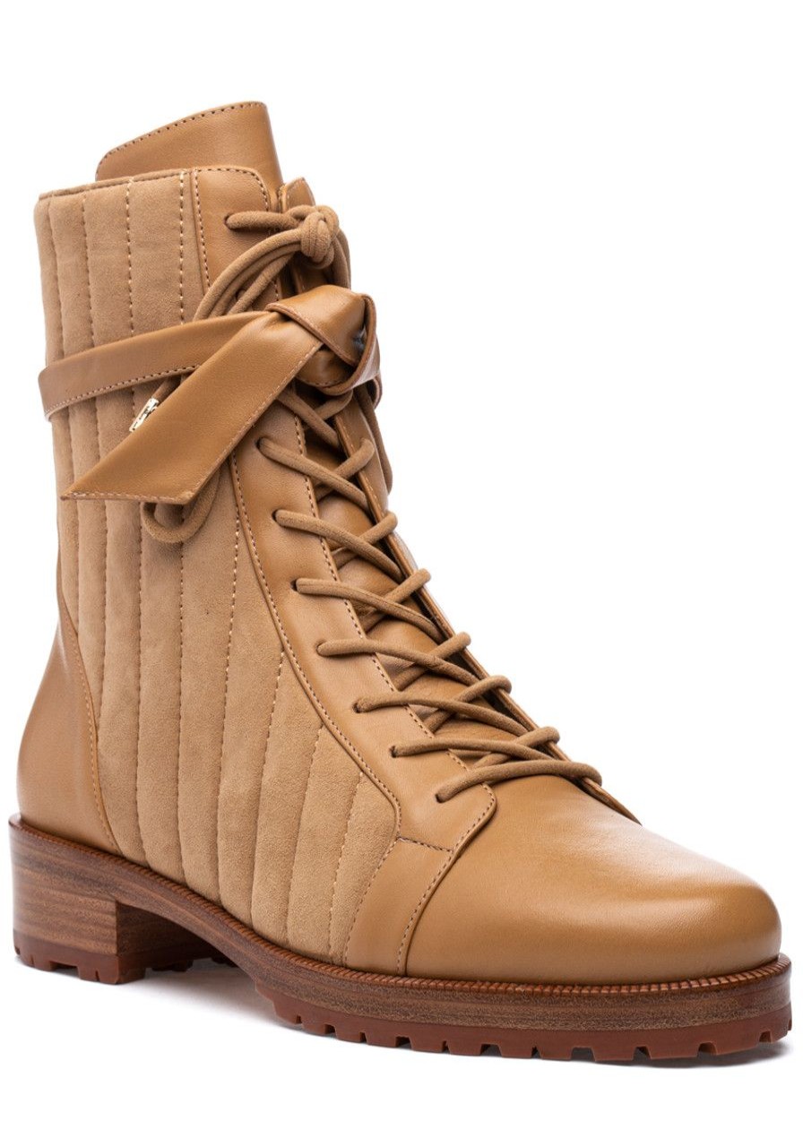 Women Alexandre Birman Boots | Quilted Clarita Combat Boot Nut Leather