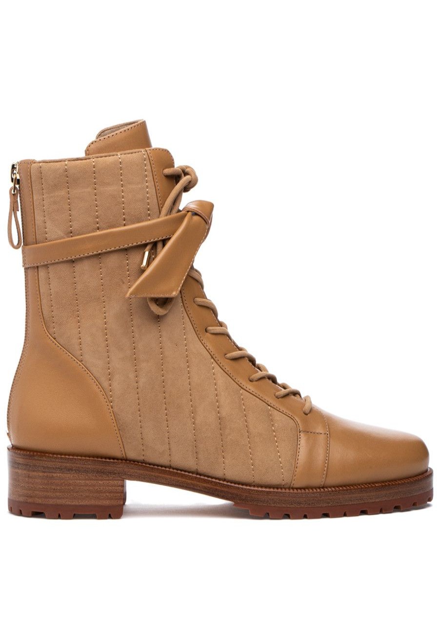 Women Alexandre Birman Boots | Quilted Clarita Combat Boot Nut Leather