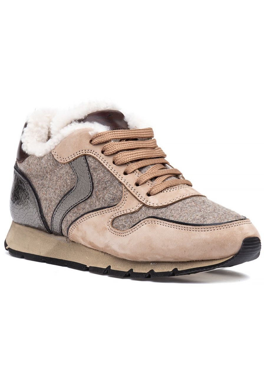 Women Voile Blanche Sneakers | Julia Fur Sneaker Beige/Black