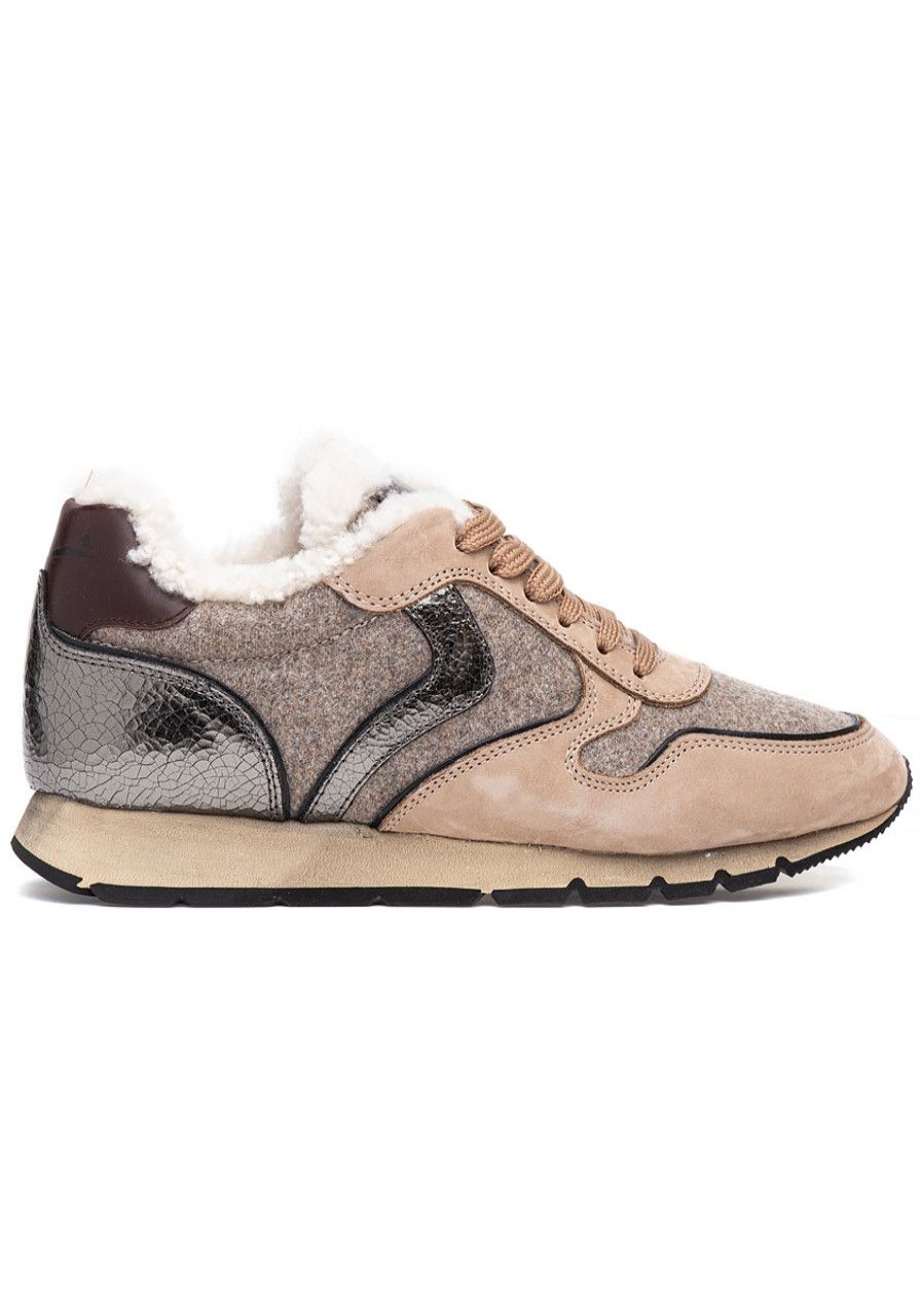 Women Voile Blanche Sneakers | Julia Fur Sneaker Beige/Black