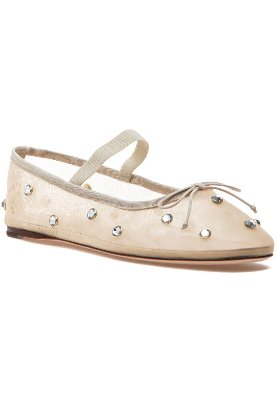 Women Loeffler Randall Flats | Leonie Mary Jane Ballet Flat Cream/Clear