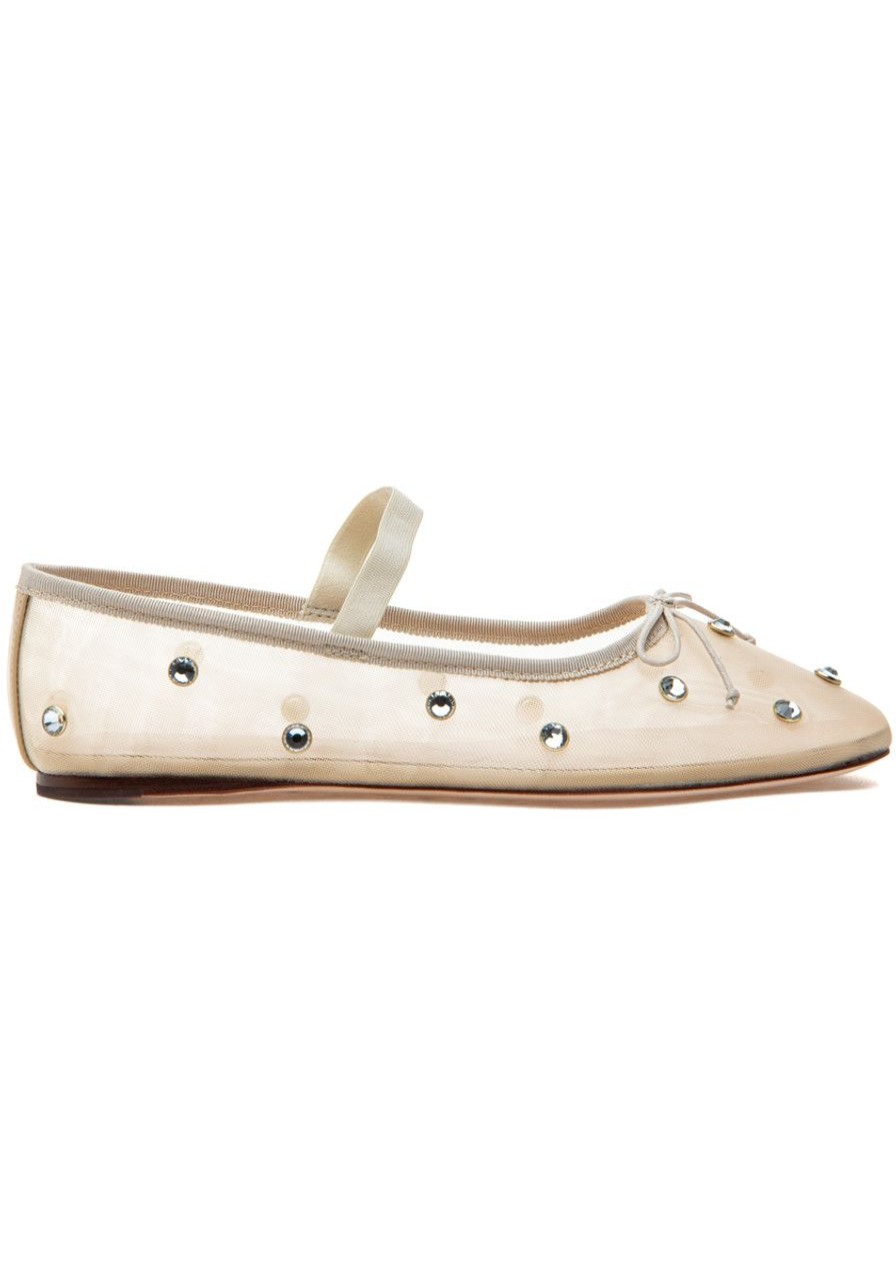 Women Loeffler Randall Flats | Leonie Mary Jane Ballet Flat Cream/Clear
