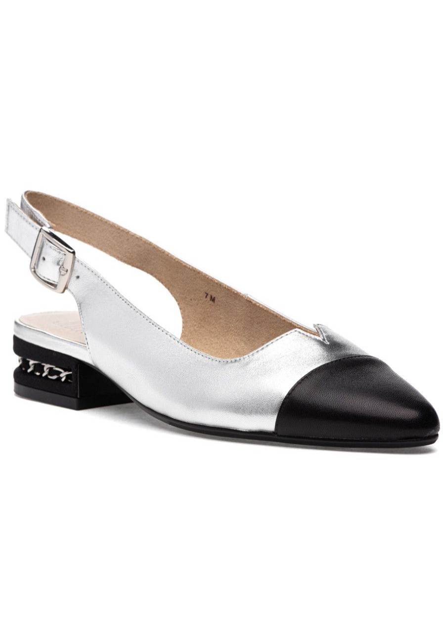 Women Jildor Flats | Fily-X Flat Silver/Black Leather
