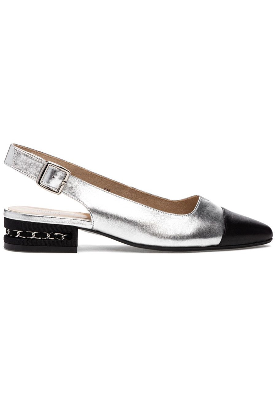 Women Jildor Flats | Fily-X Flat Silver/Black Leather