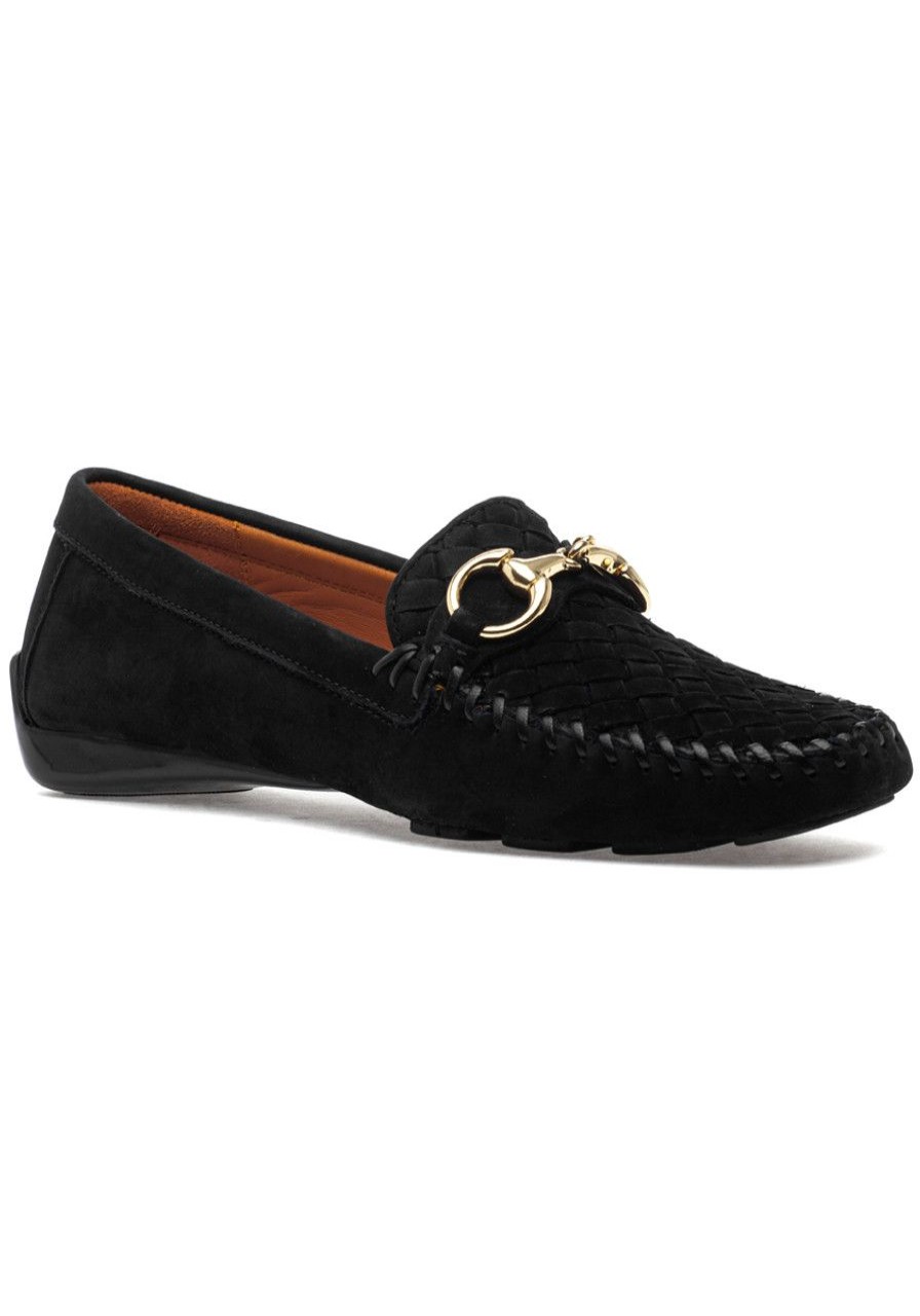 Women Robert Zur Loafers & Oxfords | Perlata Loafer Black Cashmere Suede