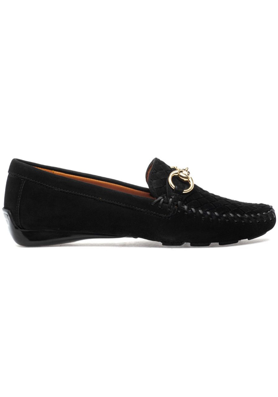 Women Robert Zur Loafers & Oxfords | Perlata Loafer Black Cashmere Suede