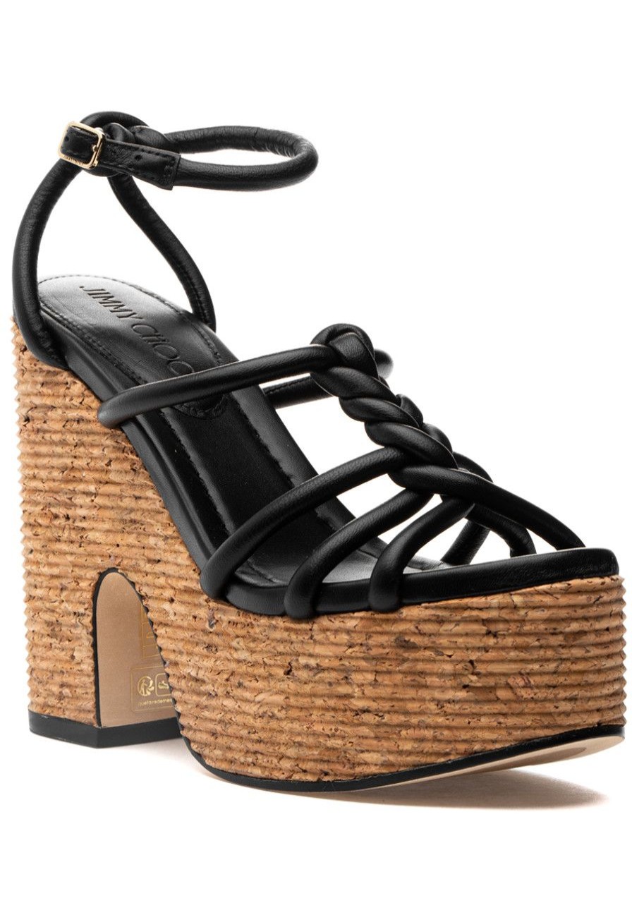 Women Jimmy Choo Sandals | Clare Wedge 130 Sandal Black Leather