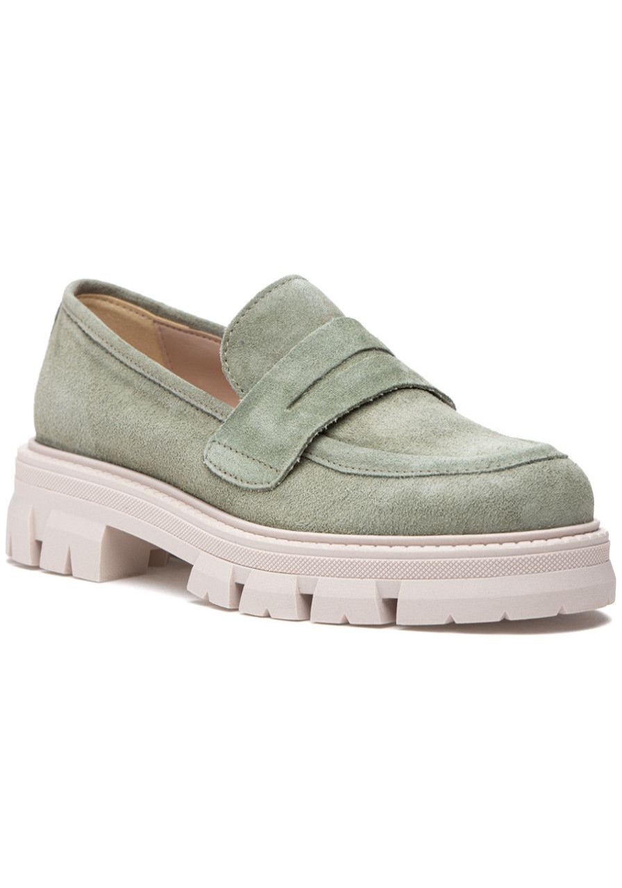 Women 275 Central Loafers & Oxfords | Lindor Loafer Olive Suede